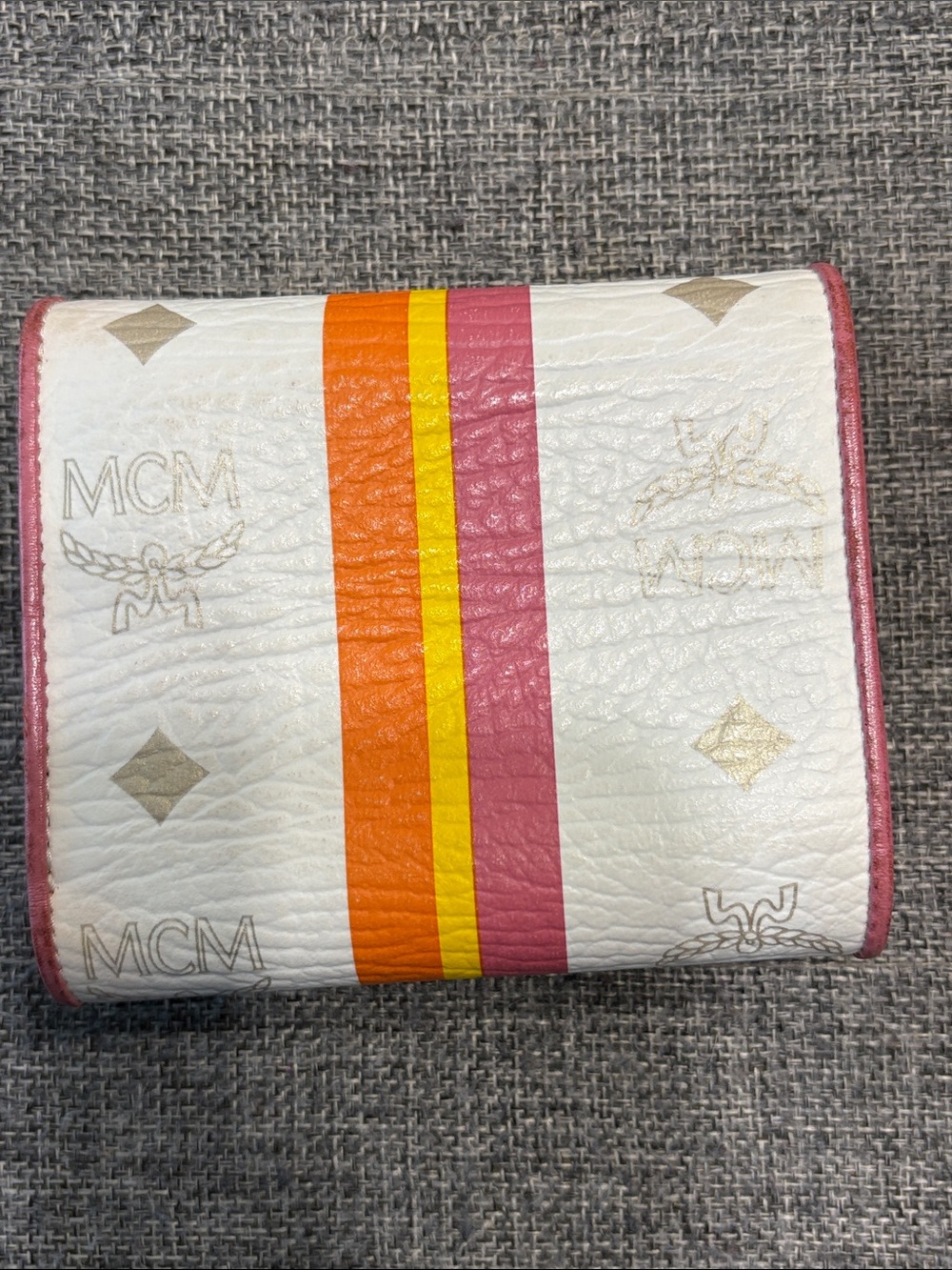MCM White Leather Wallet with Pink, Orange & Yellow Tassels - Picture 7 of 13